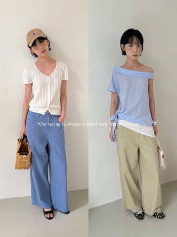 Φαρδιά γυναικεία παντελόνια σε κορεατικό στυλ, χαλαρή εφαρμογή, ψηλή μέση, 95% βαμβάκι