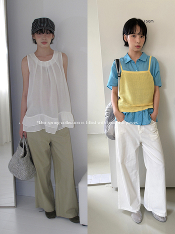 Φαρδιά γυναικεία παντελόνια σε κορεατικό στυλ, χαλαρή εφαρμογή, ψηλή μέση, 95% βαμβάκι