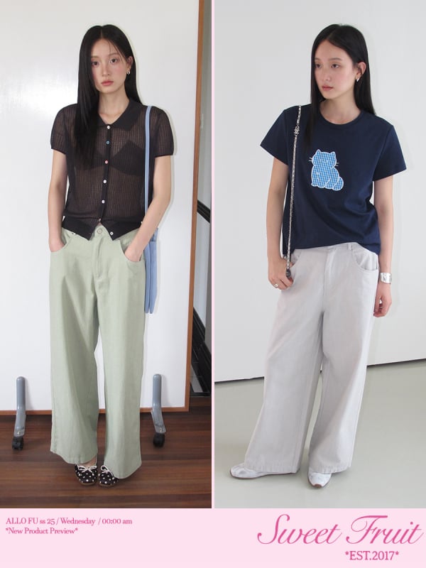 Φαρδιά γυναικεία παντελόνια σε κορεατικό στυλ, χαλαρή εφαρμογή, ψηλή μέση, 95% βαμβάκι