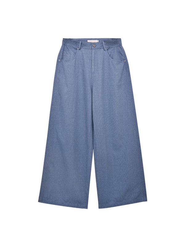 Φαρδιά γυναικεία παντελόνια σε κορεατικό στυλ, χαλαρή εφαρμογή, ψηλή μέση, 95% βαμβάκι