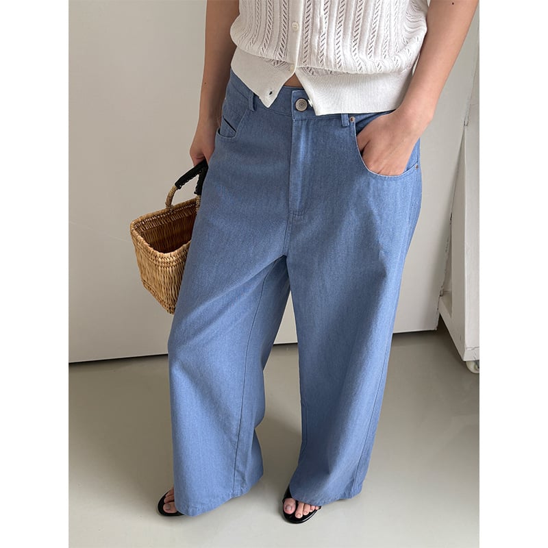 Φαρδιά γυναικεία παντελόνια σε κορεατικό στυλ, χαλαρή εφαρμογή, ψηλή μέση, 95% βαμβάκι