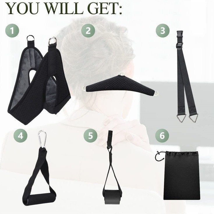 Nyaki húzási eszköz, függő elasztikus pánt – hordozható, lélegző poliészterből, fűtés nélkül, nyaki ápolás és korrigálás