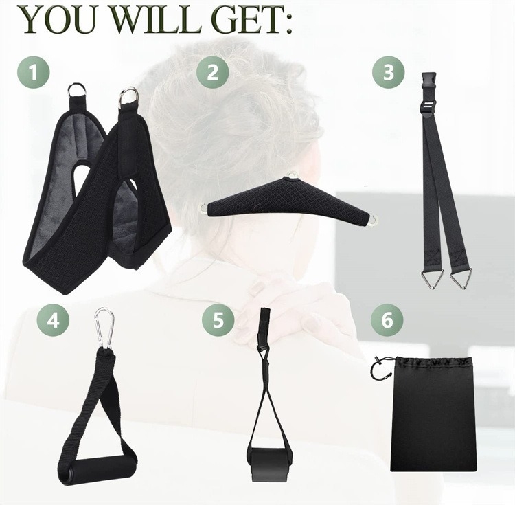 Nyaki húzási eszköz, függő elasztikus pánt – hordozható, lélegző poliészterből, fűtés nélkül, nyaki ápolás és korrigálás