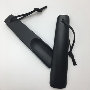 Lotus Wood Short Shoehorn with Cowhide Lanyard, Autonomy Brand, Logo Customization