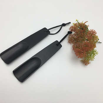 Lotus Wood Short Shoehorn with Cowhide Lanyard, Autonomy Brand, Logo Customization
