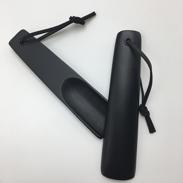 Lotus Wood Short Shoehorn with Cowhide Lanyard, Autonomy Brand, Logo Customization