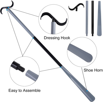 Pomoćni štapić za odijevanje s kukom – izuzetno dugačak, teleskopski, višenamjenski (Funkcija: Pomoćna; Materijal: Plastika, smola; Tip: Pomoćno sredstvo za odijevanje; Značajke: Kuka, Izuzetno dugačak, Teleskopski, Višenamjenski)