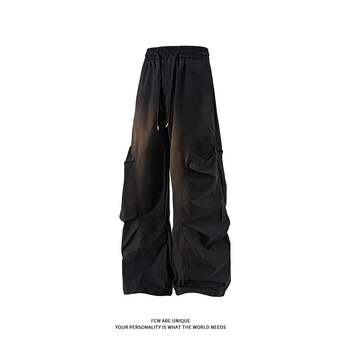 Férfi kültéri funkcionális szélálló és gyorsan száradó munkás nadrág, egyenes szabás, középső derék, kötőzár, 100% poliészter