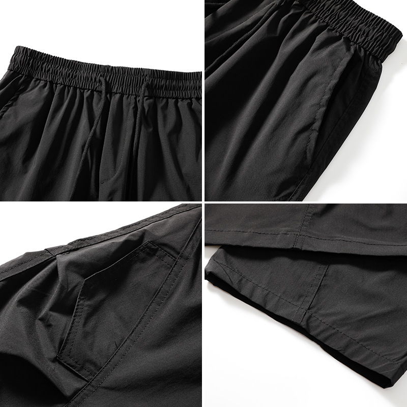 Férfi kültéri funkcionális szélálló és gyorsan száradó munkás nadrág, egyenes szabás, középső derék, kötőzár, 100% poliészter