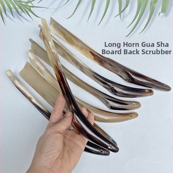 Guasha nástroj z kravského rohu na masáž chrbta, ľahký luxusný štýl, materiál: zvierací roh, vhodné ako darček, univerzálne použitie