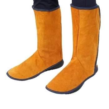 Προστατευτικά ποδιών για συγκόλληση με πλήρες κάλυμμα από δέρμα βοοειδών, θερμομόνωση και προστασία από εγκαύματα