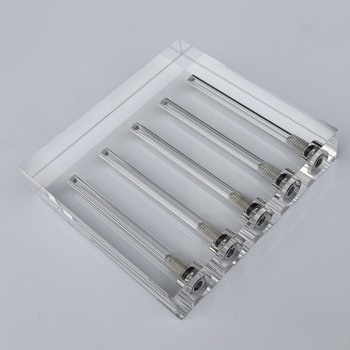 Autóolaj viszkozitás-ellenőrző és olajminőség-összehasonlító bemutató üvegállvány