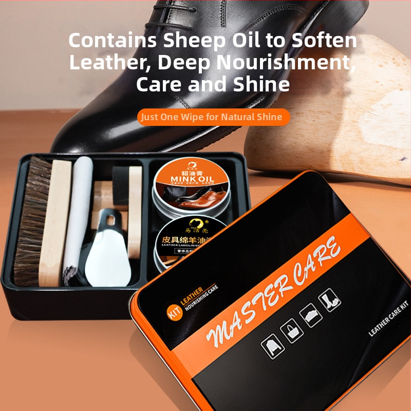 Комплект за грижа за кожени изделия: полир за обувки и четка за обувки — естествена кожа, домашна грижа за кожа, марка Easy to Clean and Bright, възможност за персонализация