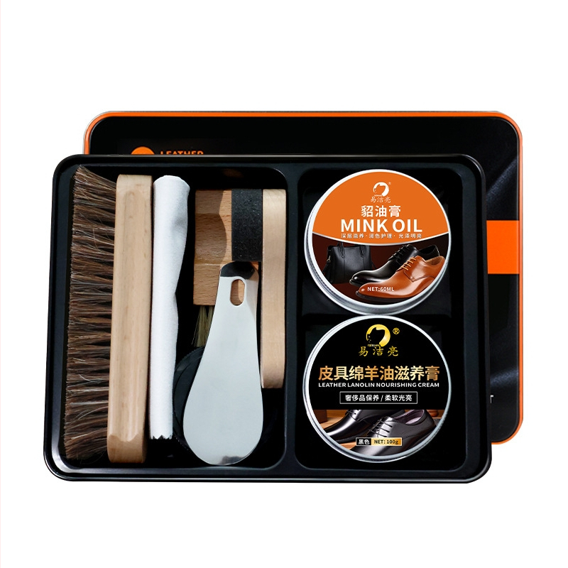Комплект за грижа за кожени изделия: полир за обувки и четка за обувки — естествена кожа, домашна грижа за кожа, марка Easy to Clean and Bright, възможност за персонализация