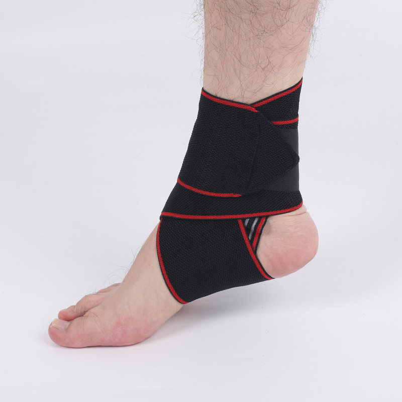 Gležnja potpora s najlonskim tkanim remenom, tlak podrška, elastična toplina (Materijali: najlon, spandeks, latex silk; Zaštićeni dio: gležanj; Sport: košarka; Korisnici: odrasli)