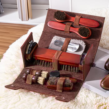 Set de pensule pentru pantofi cu păr de cal – îngrijire a pielii, curățare și lustruire