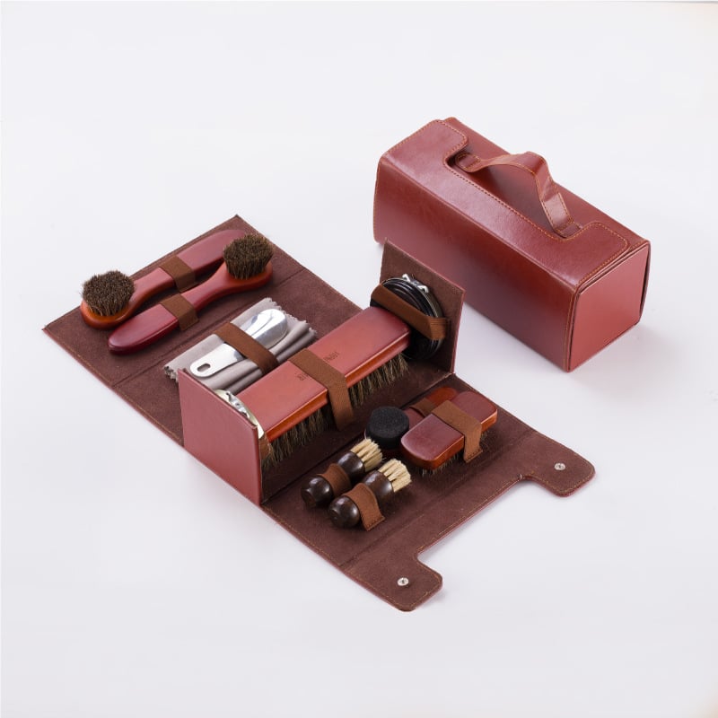 Set de pensule pentru pantofi cu păr de cal – îngrijire a pielii, curățare și lustruire