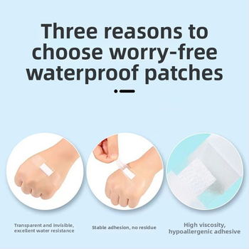 Jednorazové vodotesné náplasti pre bábätká, priehľadné a dýchajúce, 60 kusov v krabičke