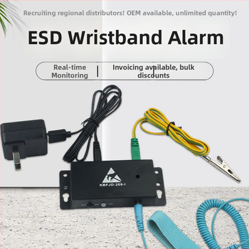 Elektrostatický prstenový alarm - Značka KBFJD, Model 209-1, Uzemňovací kábel zahrnutý, ESD online detektor, Certifikácia ZKT-2209207037C