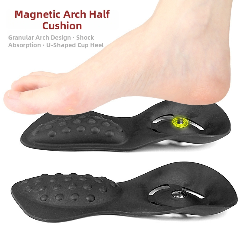 Talpă magnetică cu sprijin pentru arc și design cu semi-pads pentru tălpi plate, masaj și absorbție a șocurilor, pernă spate cu decupaj (potrivit pentru încălțăminte sport, pantofi din piele, cizme, casual și de lucru)