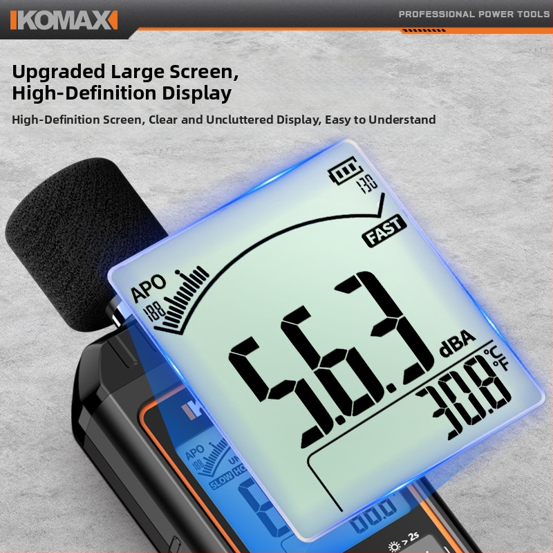 Comax цифров шумомер, ръчен измервател на звуково ниво, 30–130 dB, ±1.5 dB, резолюция 0.1 dB, модел Jykzyj1