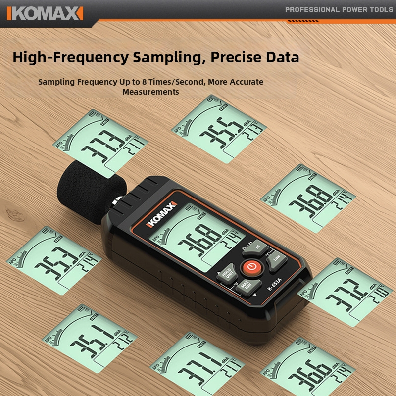 Comax цифров шумомер, ръчен измервател на звуково ниво, 30–130 dB, ±1.5 dB, резолюция 0.1 dB, модел Jykzyj1