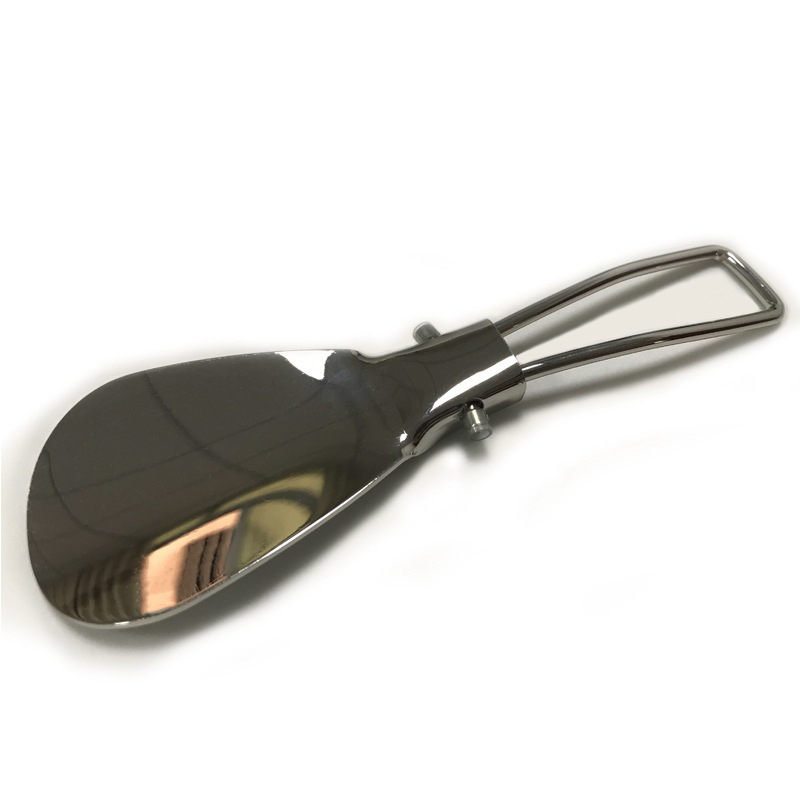 Short stainless steel shoehorn, portable, all-season use