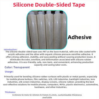 Bandă dublu adezivă din silicon pentru cauciuc de silicon, substrat PET, grosime 0.05/0.1/0.125 mm, -20°C până la 120°C