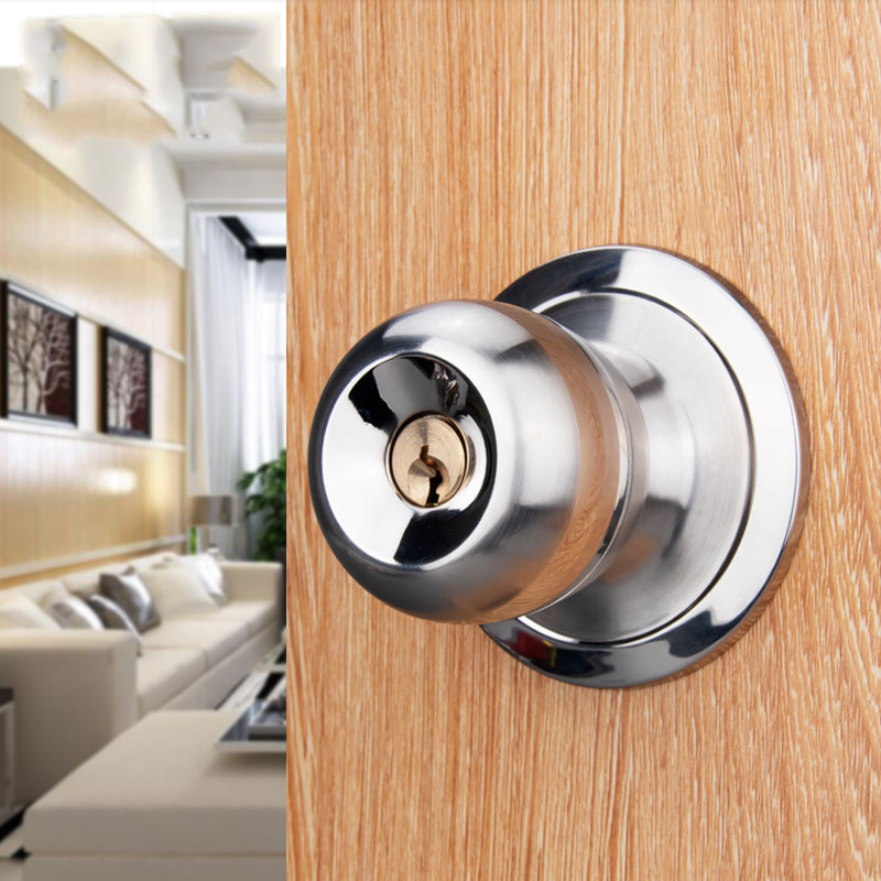 Kulcs nélküli belső ajtó gömb alakú zár, 304 rozsdamentes acél rézmaggal, modell 587/5831, fa ajtókhoz, fürdőszobához és szobákhoz, Le Youjia