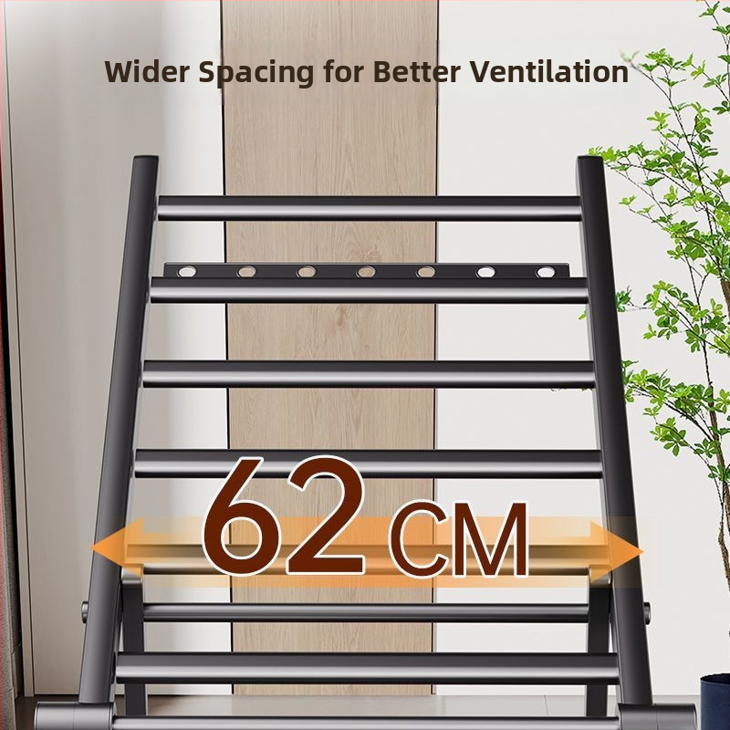 Sklopný podlahový stojan na sušenie odevov, krídlový tvar, kovový, mobilný, model JGFR-K2