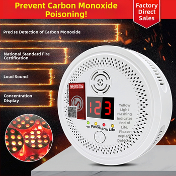 Fixný detektor oxidu uhoľnatého, model 008, 360° detekcia, bezdrôtový 433 MHz, zvukovo-svetelný alarm