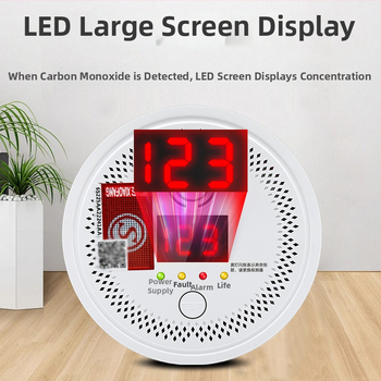 Fixný detektor oxidu uhoľnatého, model 008, 360° detekcia, bezdrôtový 433 MHz, zvukovo-svetelný alarm