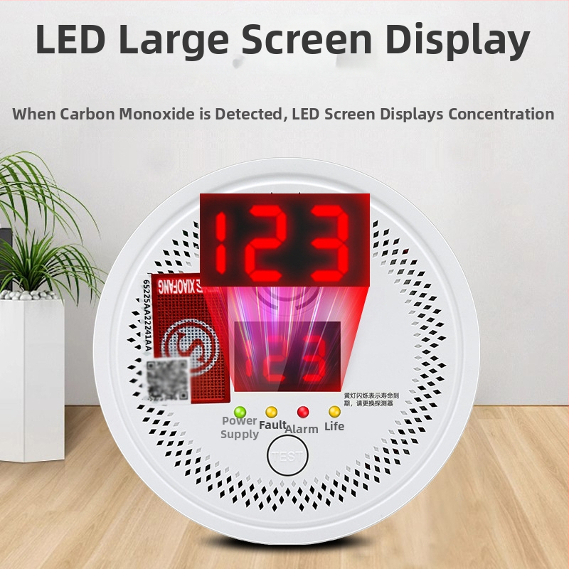 Fixný detektor oxidu uhoľnatého, model 008, 360° detekcia, bezdrôtový 433 MHz, zvukovo-svetelný alarm