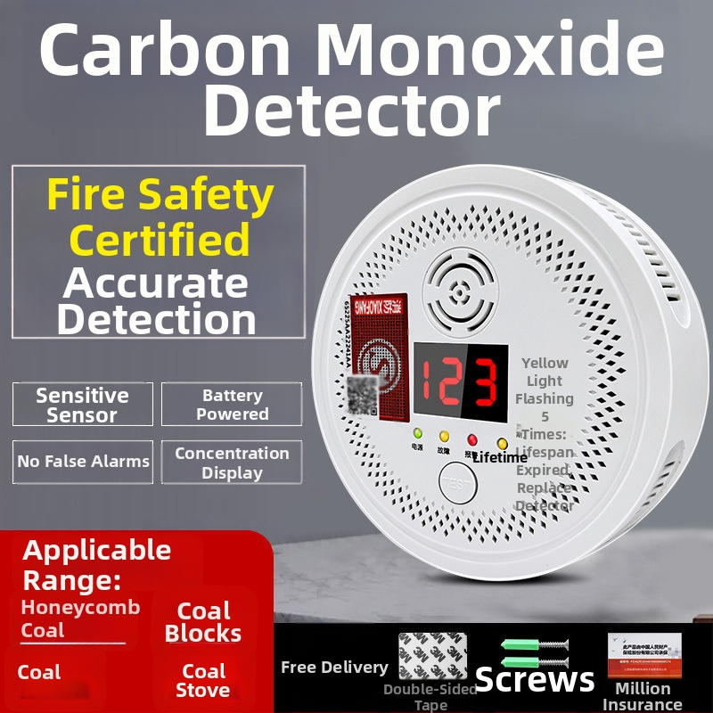 Fixný detektor oxidu uhoľnatého, model 008, 360° detekcia, bezdrôtový 433 MHz, zvukovo-svetelný alarm