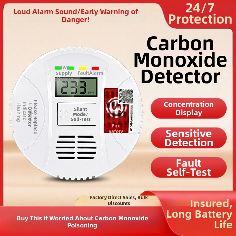 Fixný detektor oxidu uhoľnatého, model 008, 360° detekcia, bezdrôtový 433 MHz, zvukovo-svetelný alarm