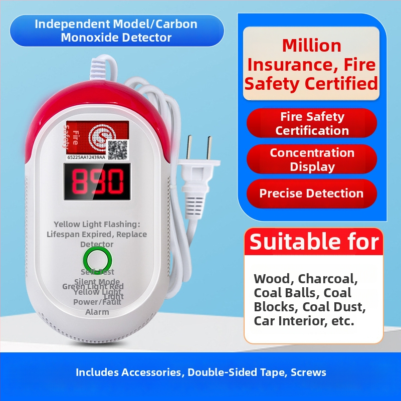 Fixný detektor oxidu uhoľnatého, model 008, 360° detekcia, bezdrôtový 433 MHz, zvukovo-svetelný alarm