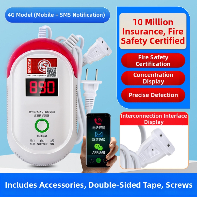 Fixný detektor oxidu uhoľnatého, model 008, 360° detekcia, bezdrôtový 433 MHz, zvukovo-svetelný alarm