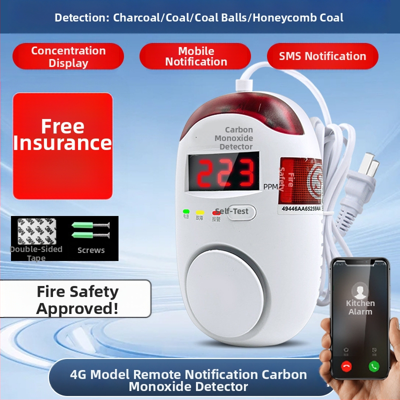 Fixný detektor oxidu uhoľnatého, model 008, 360° detekcia, bezdrôtový 433 MHz, zvukovo-svetelný alarm