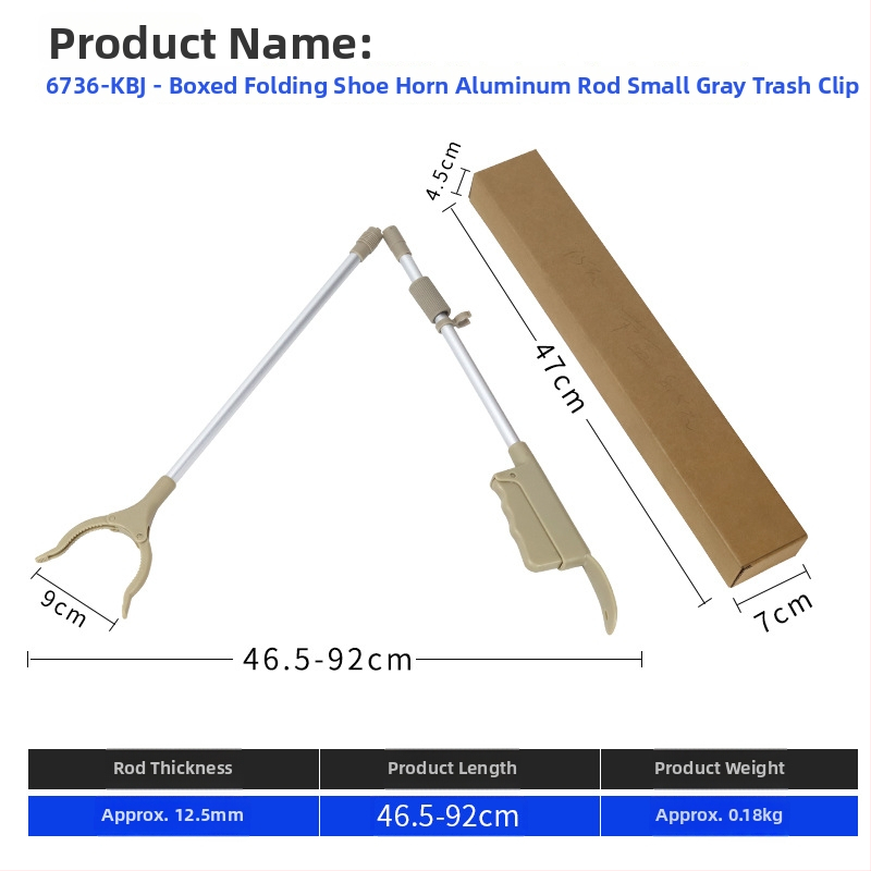 Višenamjenski alat s dugom ručkom za cipele i klipsu za otpadke (materijal: metal + plastika; težina: 0,14 kg; oblik: klips za otpadke; nije prilagodljiv)