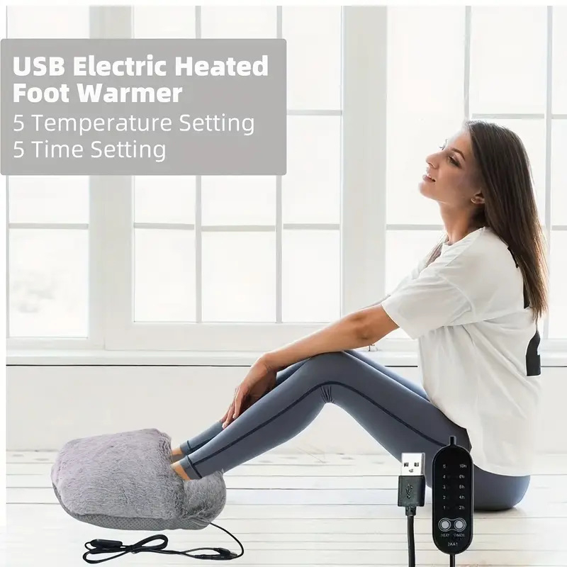 USB napajane grijane uloške za žene s plišastim gornjim dijelom i gumom na tabanici