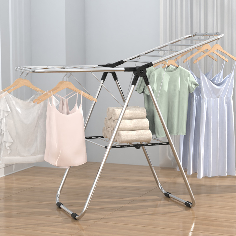 Подов сушилник от неръждаема стомана с форма на крило, мобилен, сгъваем, без монтаж