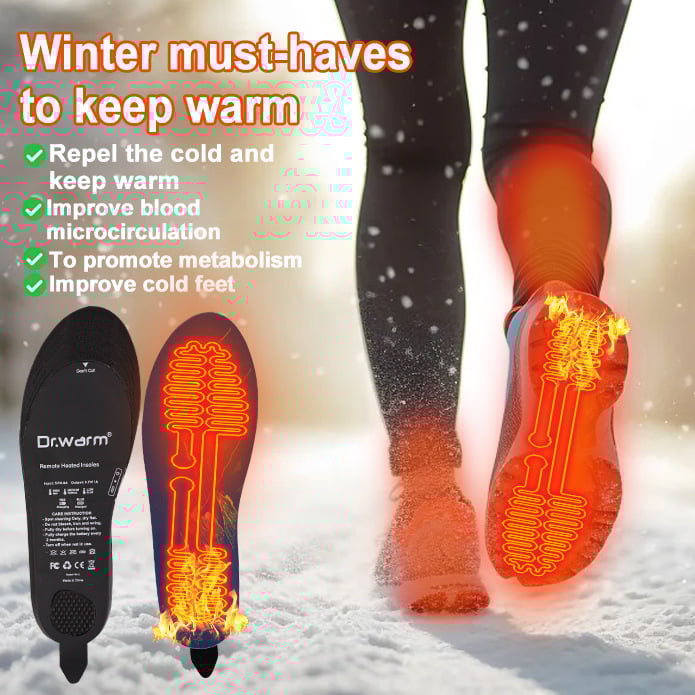 Daljinski upravljani grijani ulošci za cipele, punjive, podesiva temperatura, prilagodljive za rezanje, USB napajanje