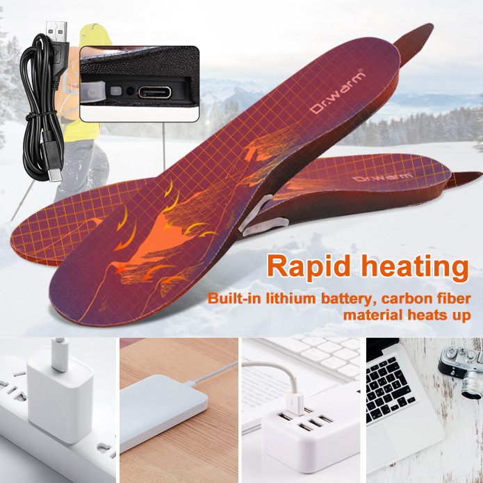 Daljinski upravljani grijani ulošci za cipele, punjive, podesiva temperatura, prilagodljive za rezanje, USB napajanje