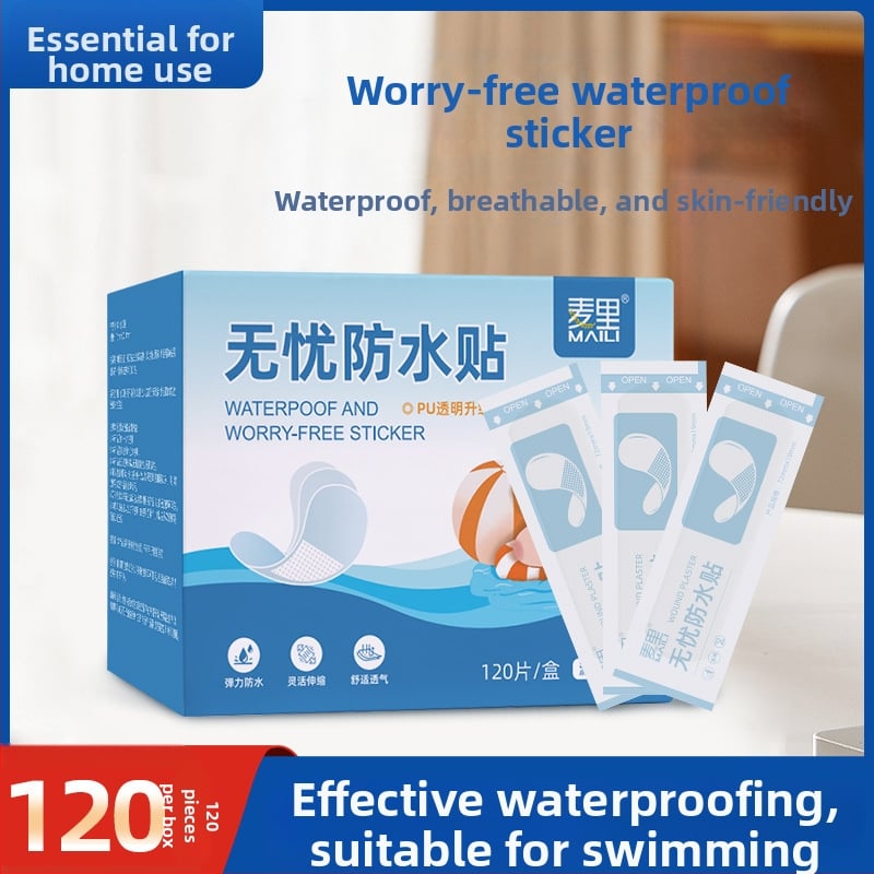 Jednokratni vodootporni prozirni flaster za rane, diskretan bez tragova, kompaktan, materijal: tkanina, 120 komada, rok trajanja 3 godine