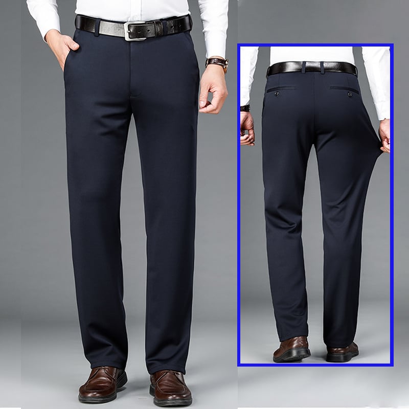 Бизнес-елегантни панталони с прави крачета, средно висока талия, цип, 95% полиестер + 5% спандекс, без гладене