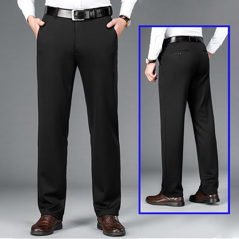 Бизнес-елегантни панталони с прави крачета, средно висока талия, цип, 95% полиестер + 5% спандекс, без гладене