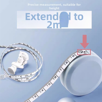 Meracia páska, pružný plast, výsuvný mechanizmus; meracie jednotky: cm a palce