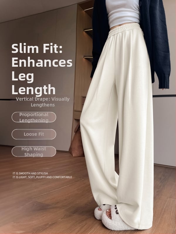 Φαρδιά παντελόνια από μείξη μαλλιού και πολυεστέρα, με επένδυση φλίς, ψηλόμεσα, παχιά για τον χειμώνα 2025, casual στυλ