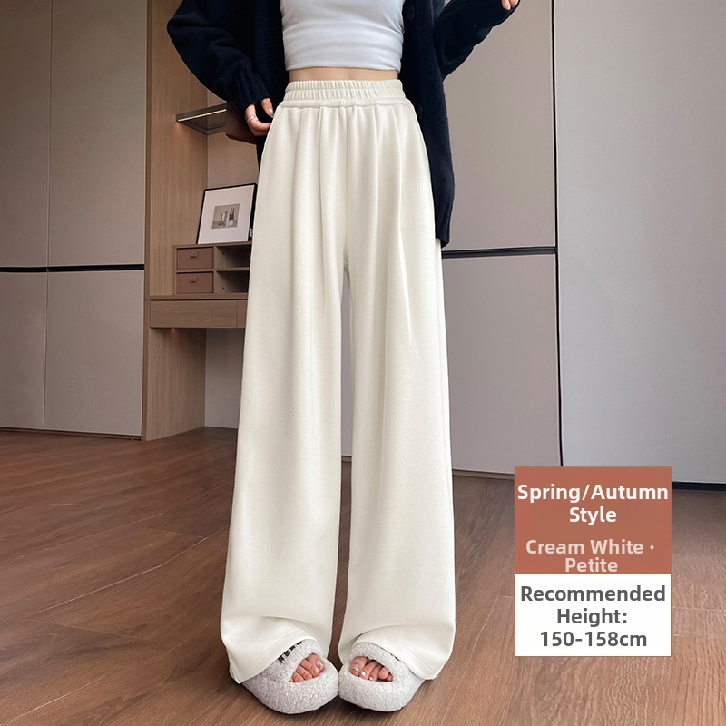 Φαρδιά παντελόνια από μείξη μαλλιού και πολυεστέρα, με επένδυση φλίς, ψηλόμεσα, παχιά για τον χειμώνα 2025, casual στυλ