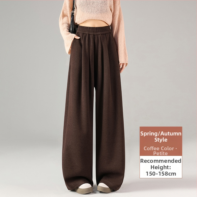 Φαρδιά παντελόνια από μείξη μαλλιού και πολυεστέρα, με επένδυση φλίς, ψηλόμεσα, παχιά για τον χειμώνα 2025, casual στυλ